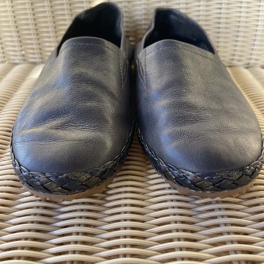 Aetrex Shoes Kylie Orthotic Navy Blue Leather Woven Slip On Comfort Casual Sz 6